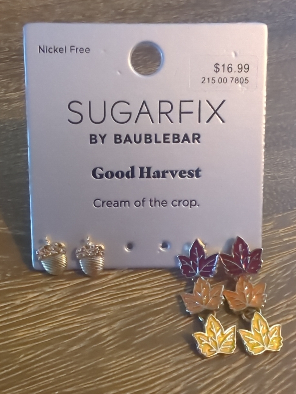 SUGARFIX by BaubleBar Fall Leaf & Acorn Earring Set - Gold, Burgundy, Orange